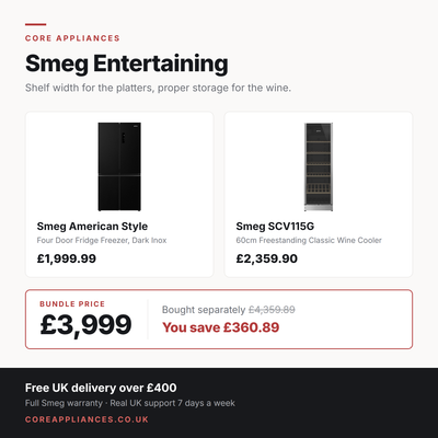 Smeg Entertaining Bundle — American Fridge Freezer & Classic Wine Cooler