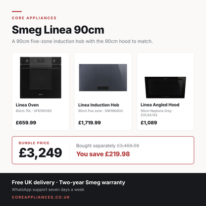 Smeg Linea 90cm induction kitchen bundle — oven, hob and angled hood, £3,249