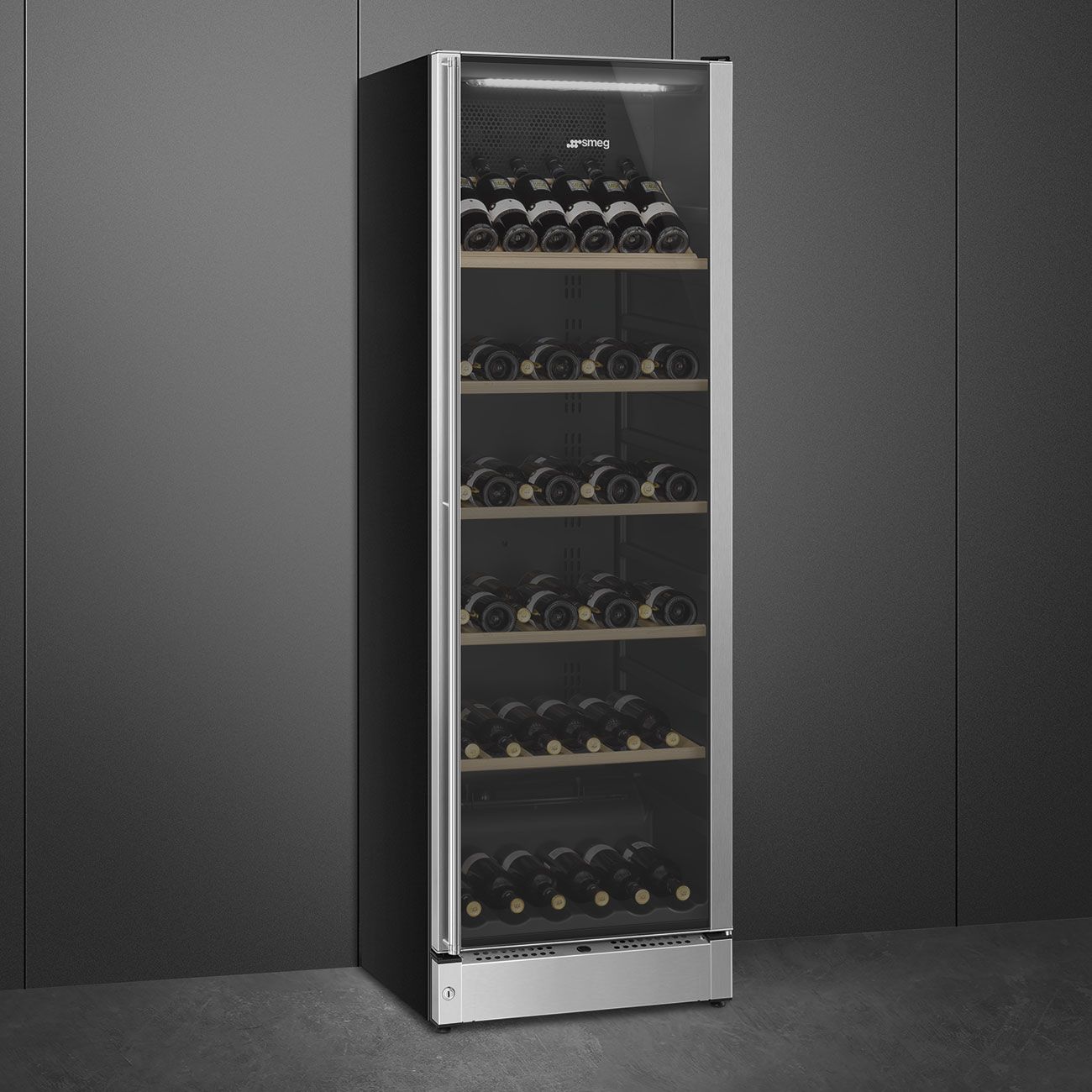 SMEG SCV115G 60cm Freestanding Classic Wine Cooler — Stainless Steel Right Hand Hinge - Core Appliances