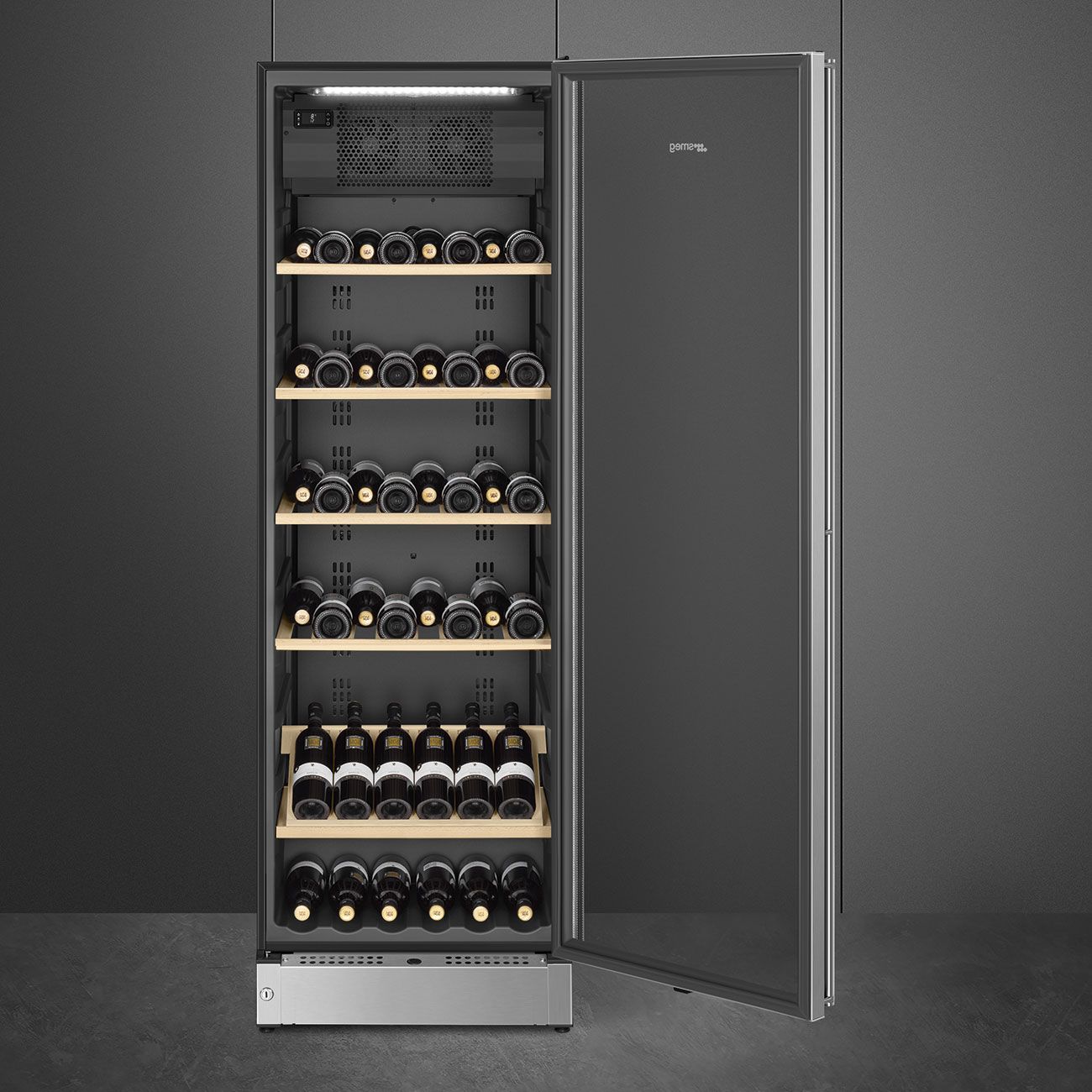 SMEG SCV115G 60cm Freestanding Classic Wine Cooler — Stainless Steel Right Hand Hinge - Core Appliances