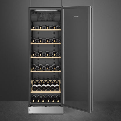 SMEG SCV115G 60cm Freestanding Classic Wine Cooler — Stainless Steel Right Hand Hinge - Core Appliances