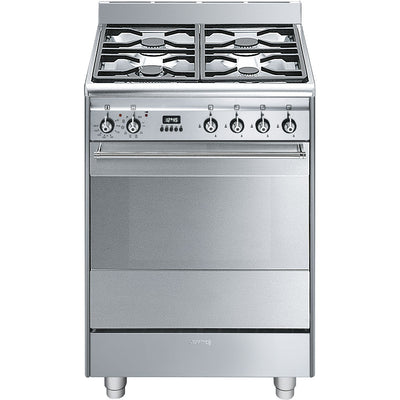 Smeg Concert 60cm Gas Range Cooker with Pyrolytic Oven - Stainless Steel